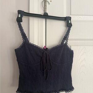Elegant Lace Trim Purple Top